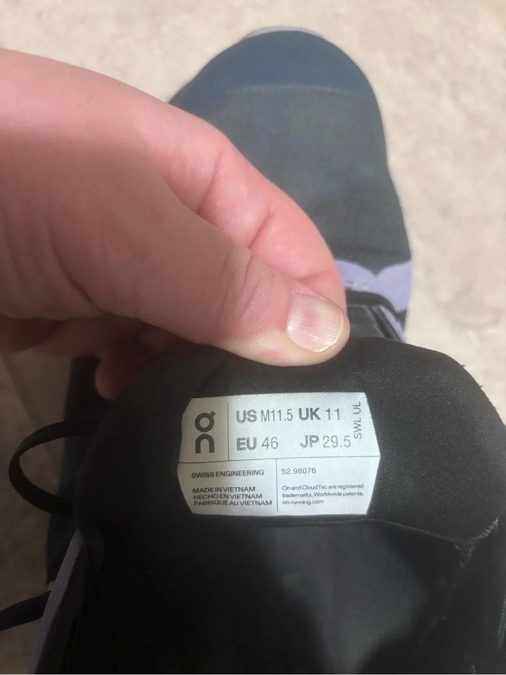 On Running Men's Black and Purple Running Shoe (US 11.5) barely worn